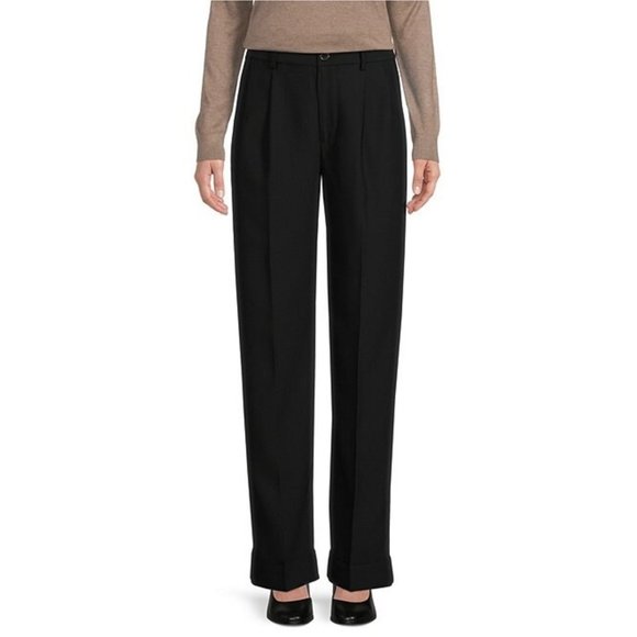 NWT Lauren Ralph Lauren Pleated High Rise Crepe Cuffed Straight Leg Pants - Picture 1 of 4